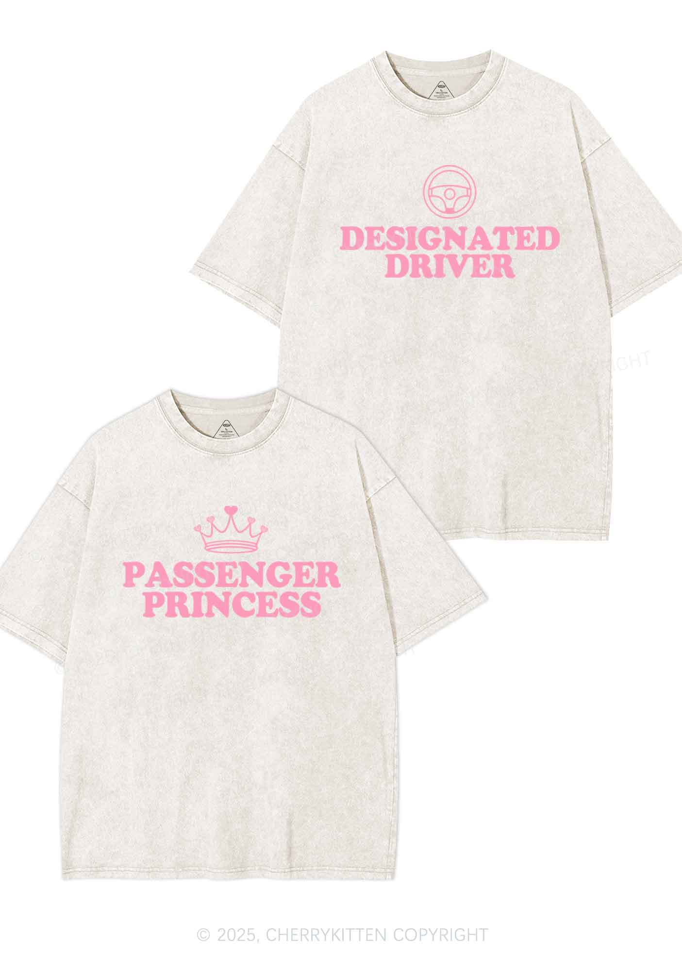 Passenger Princess Designated Driver Y2K Valentine's Day Washed Tee Cherrykitten