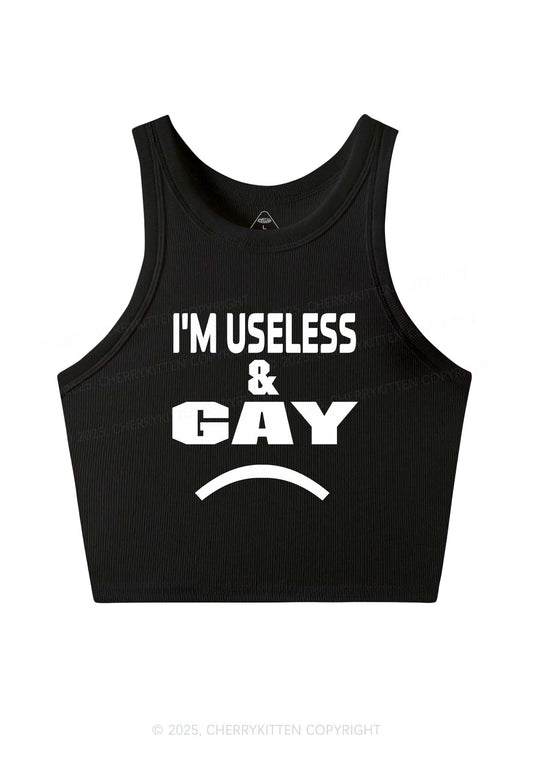 Useless Gay Pride Y2K Crop Tank Top Cherrykitten