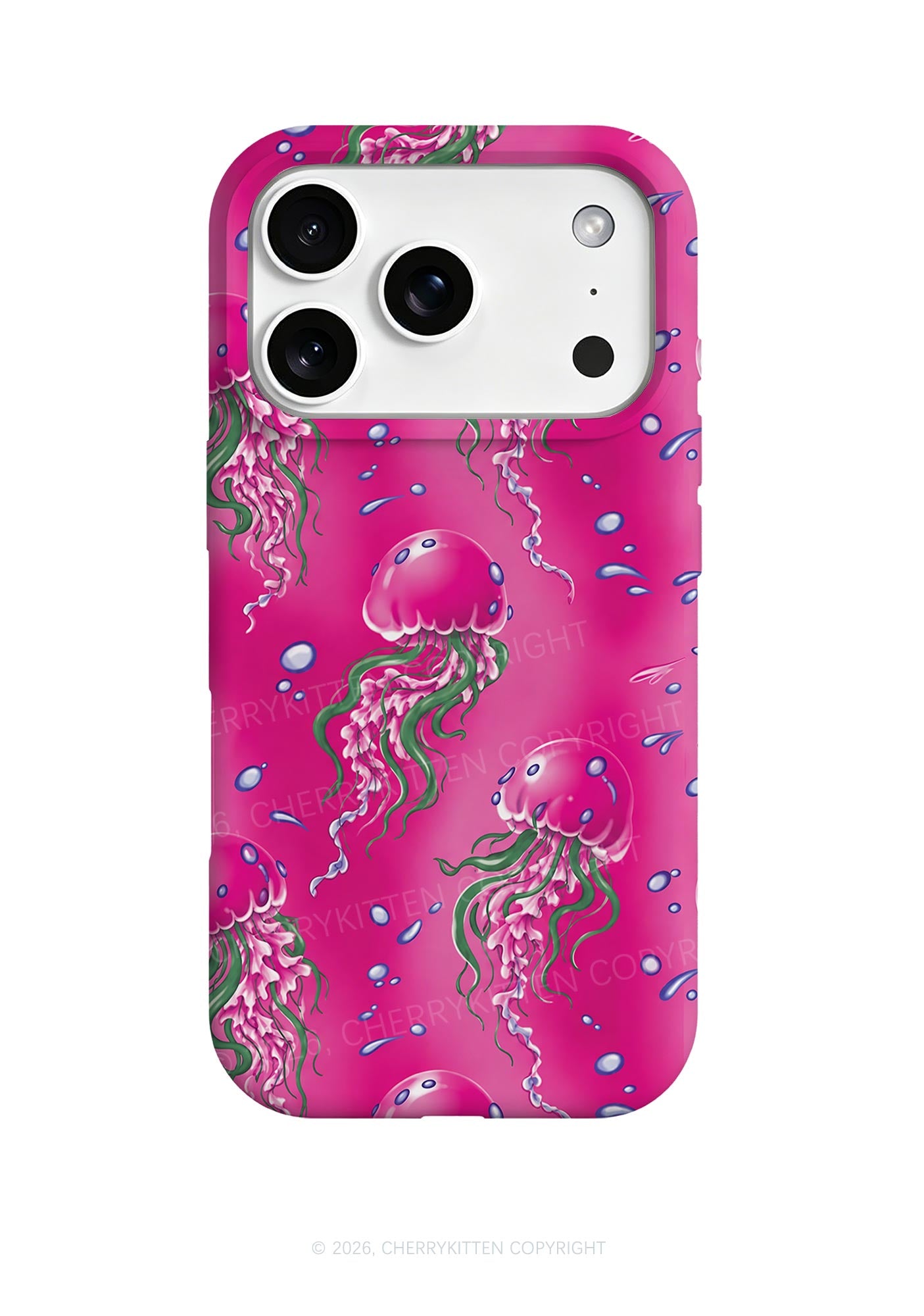 Hot Pink Jellyfish Bubble Y2K Phone Case Cherrykitten
