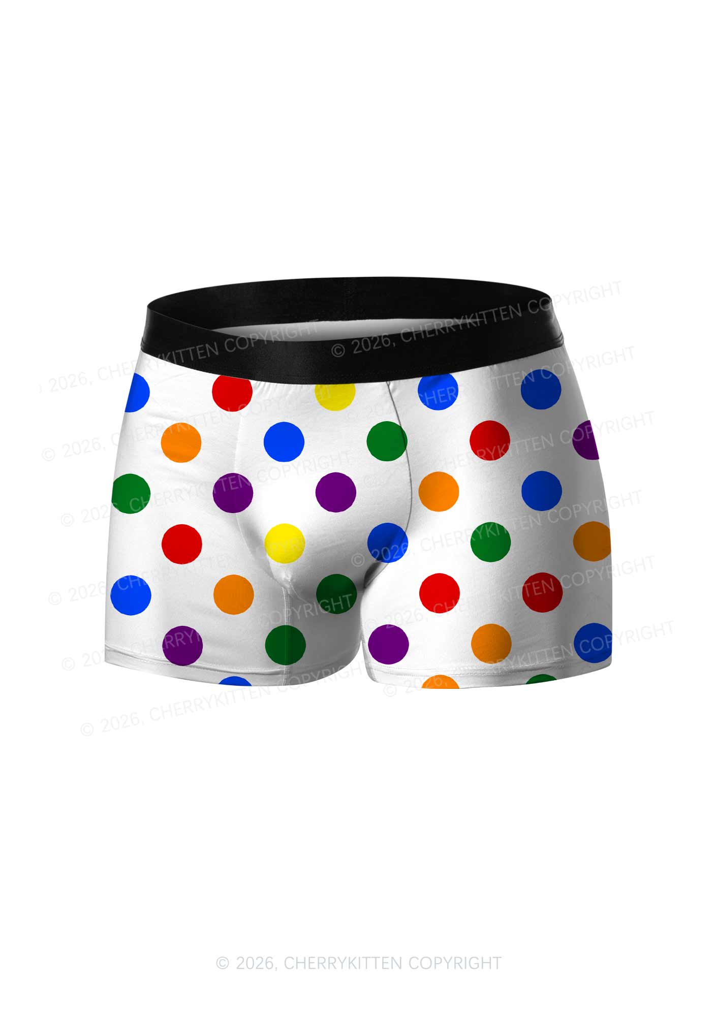 Rainbow Dots On White Pride Y2K Print Men Boxer Briefs Cherrykitten