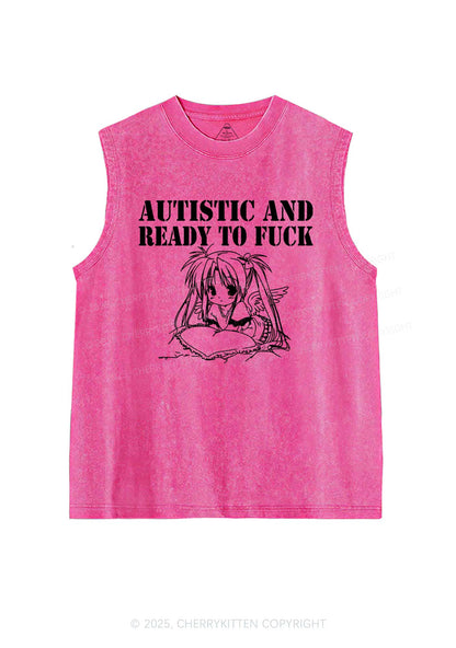 Autistic Ready To Fxxk Y2K Washed Muscle Tank Cherrykitten