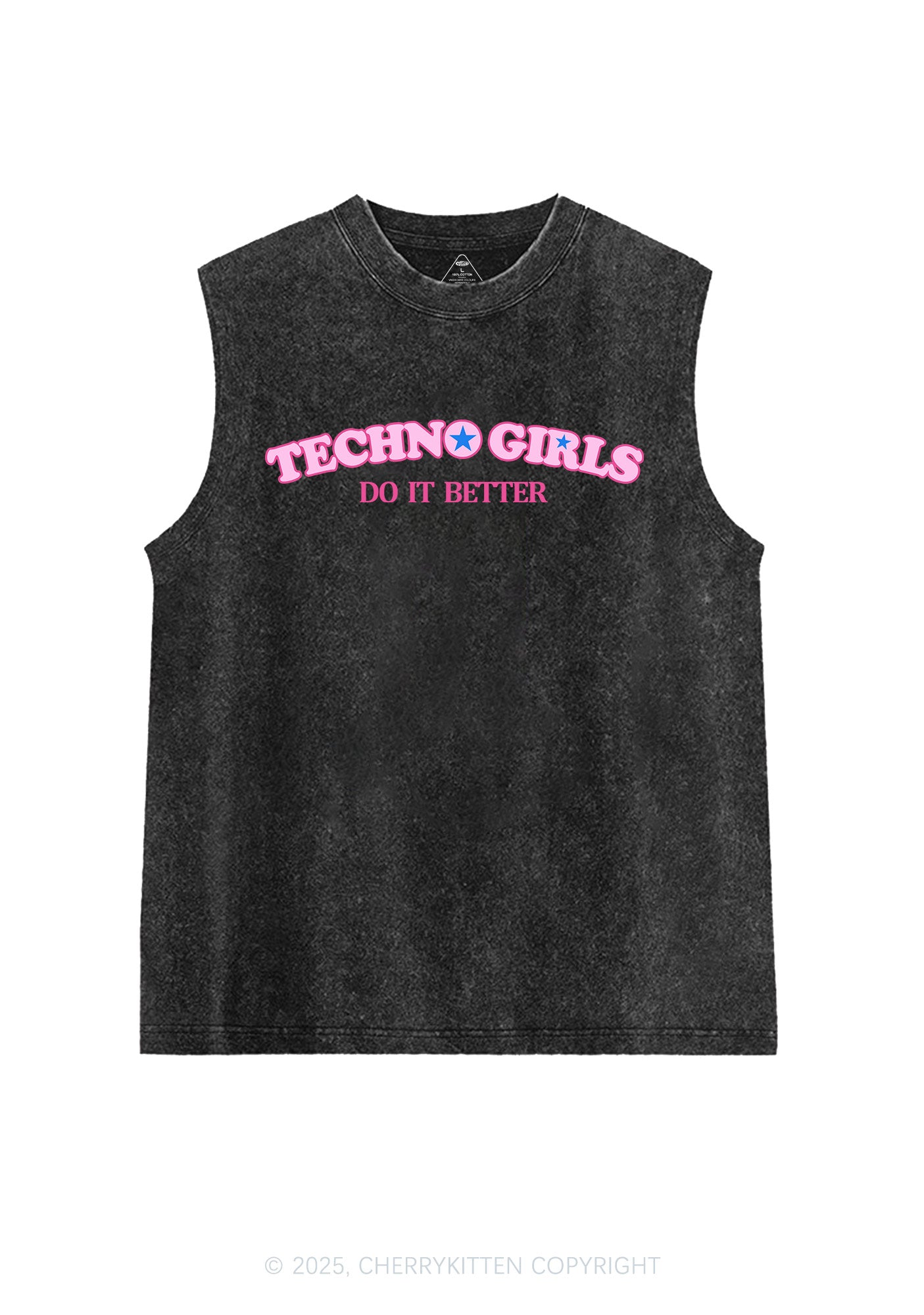 Techno Girl Do Better Y2K Washed Muscle Tank Cherrykitten