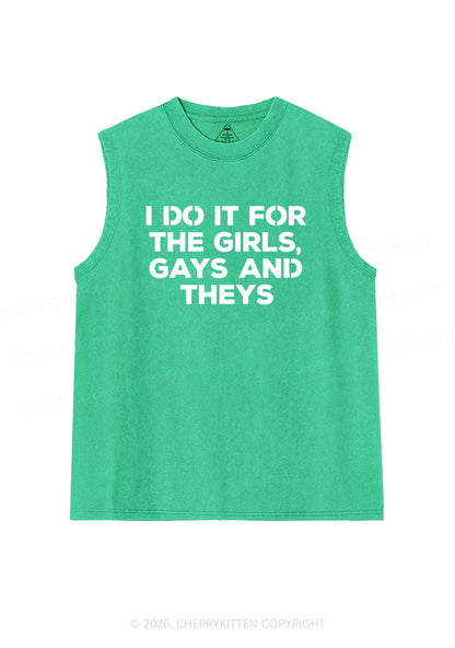 Girls Gays Theys Pride Y2K Washed Muscle Tank Cherrykitten
