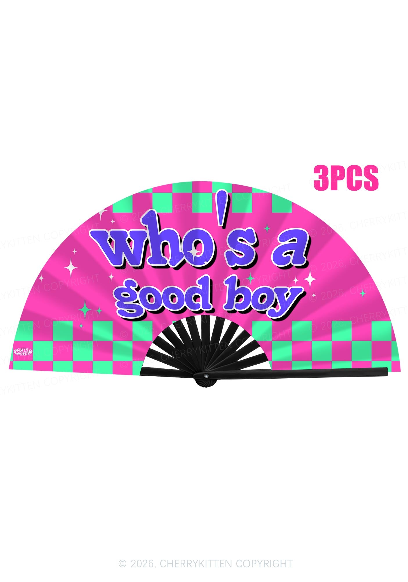 Whos A Good Boy Y2K Rave Hand Fan Cherrykitten