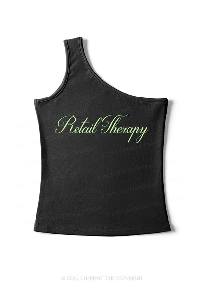 Retail Therapy Y2K One Shoulder Tank Top Cherrykitten