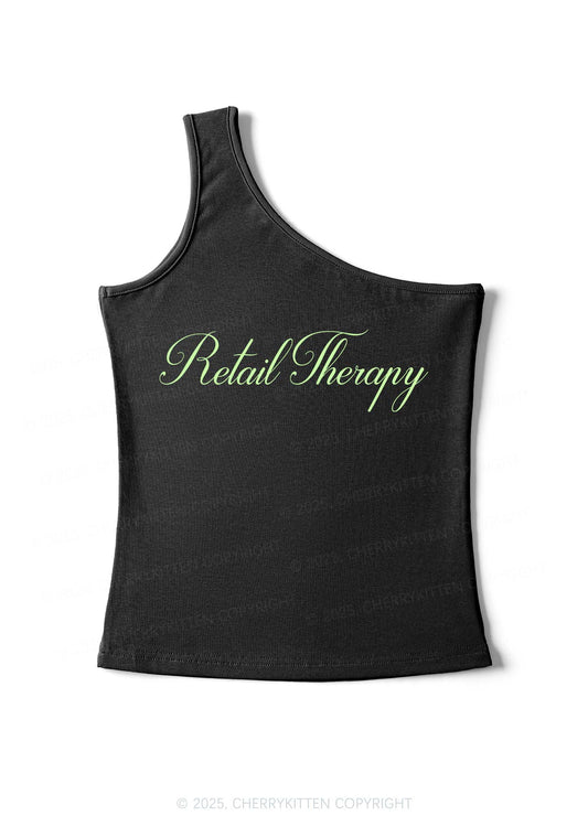 Retail Therapy Y2K One Shoulder Tank Top Cherrykitten