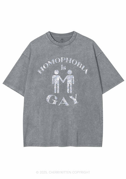 Glitter Homophobia Is Gay Pride Y2K Shirts Washed Tee Cherrykitten