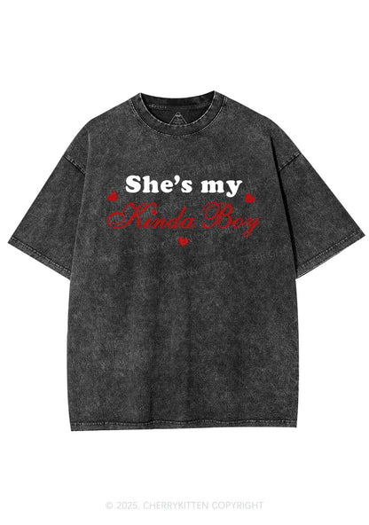 Shes My Kinda Boy Pride Y2K Shirts Washed Tee Cherrykitten
