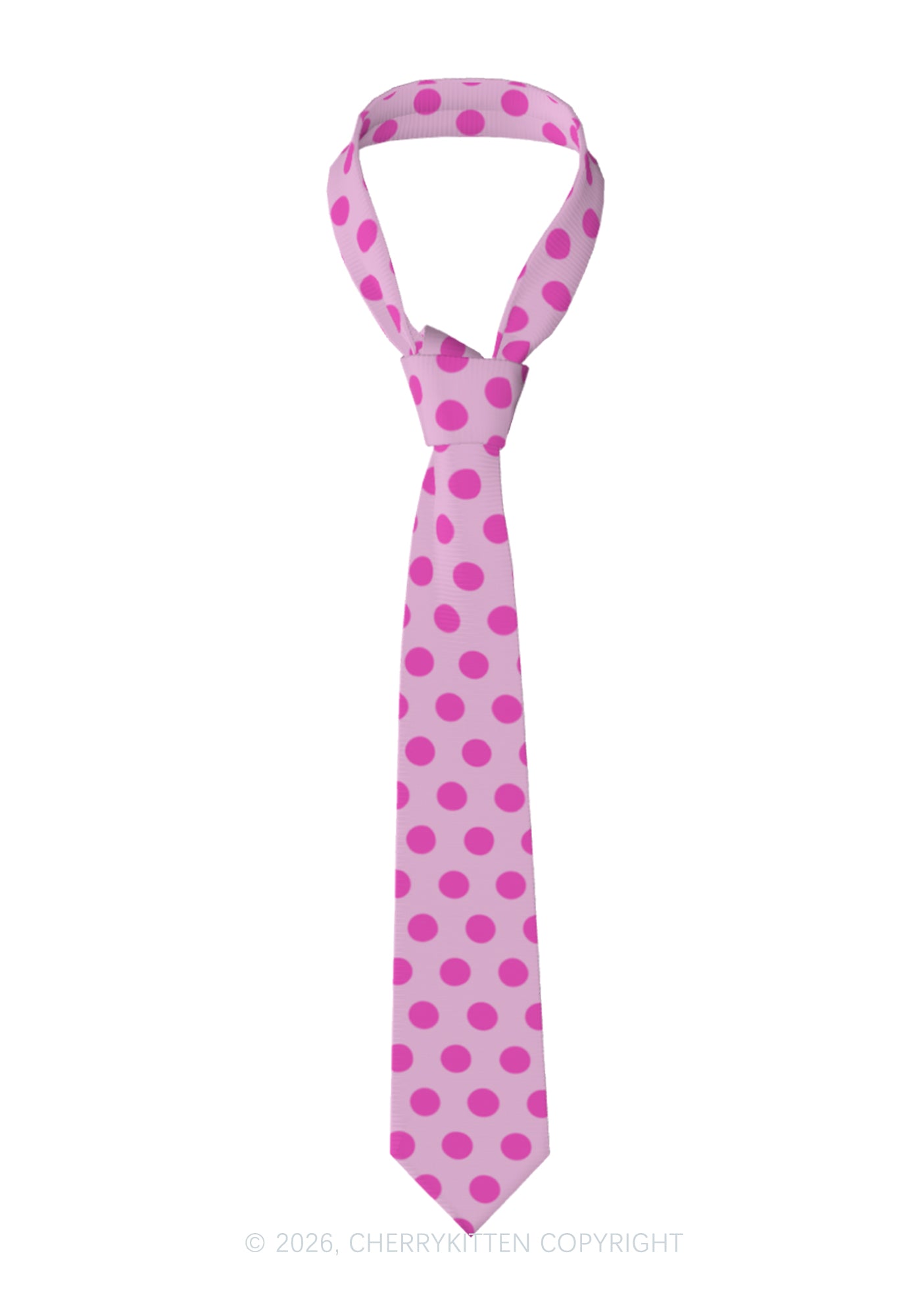 Hot Pink Dots On Light Pink Y2K Necktie Cherrykitten