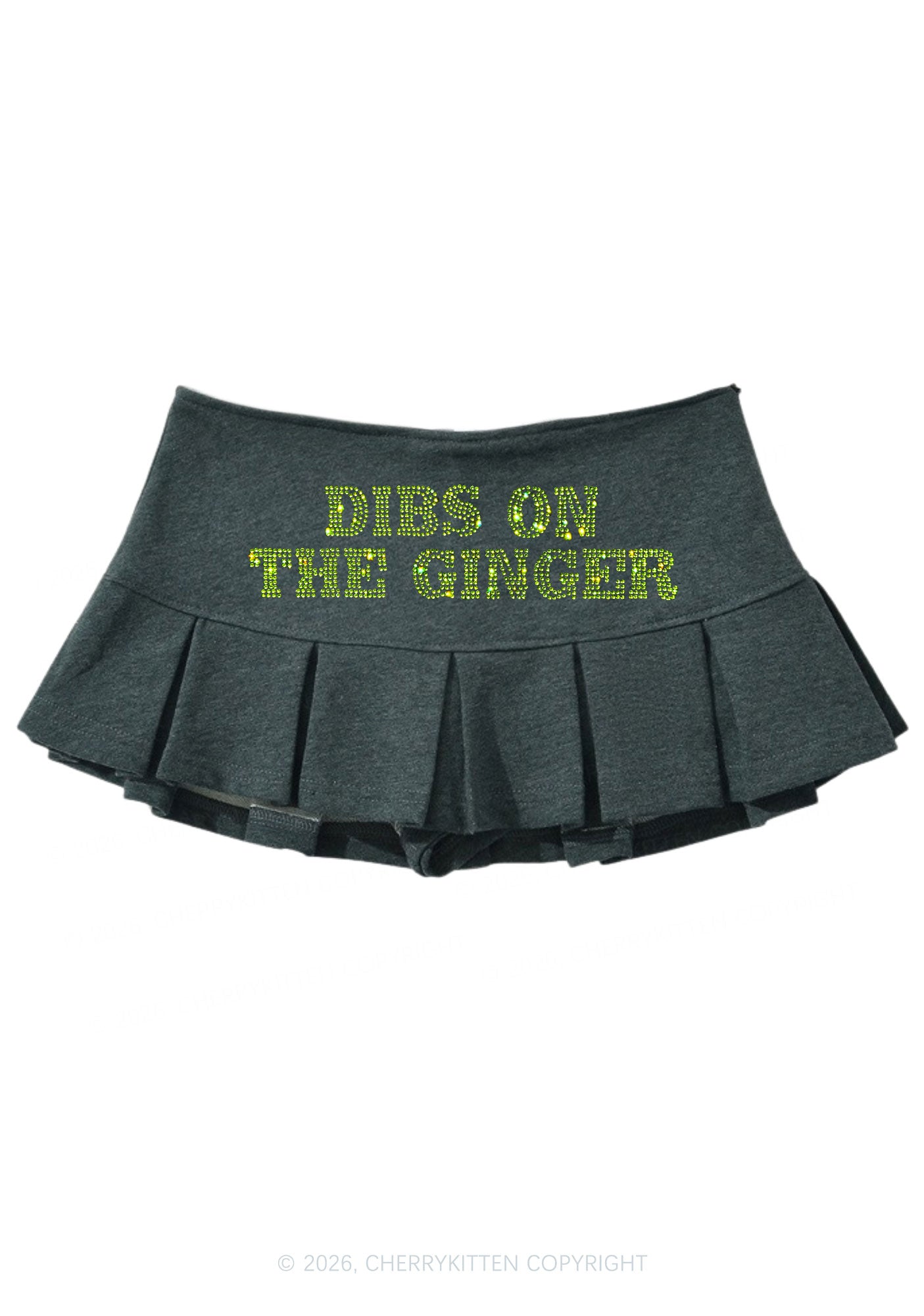 Rhinestone Dibs On The Ginger St Patricks Y2K Mini Pleated Skirts Cherrykitten