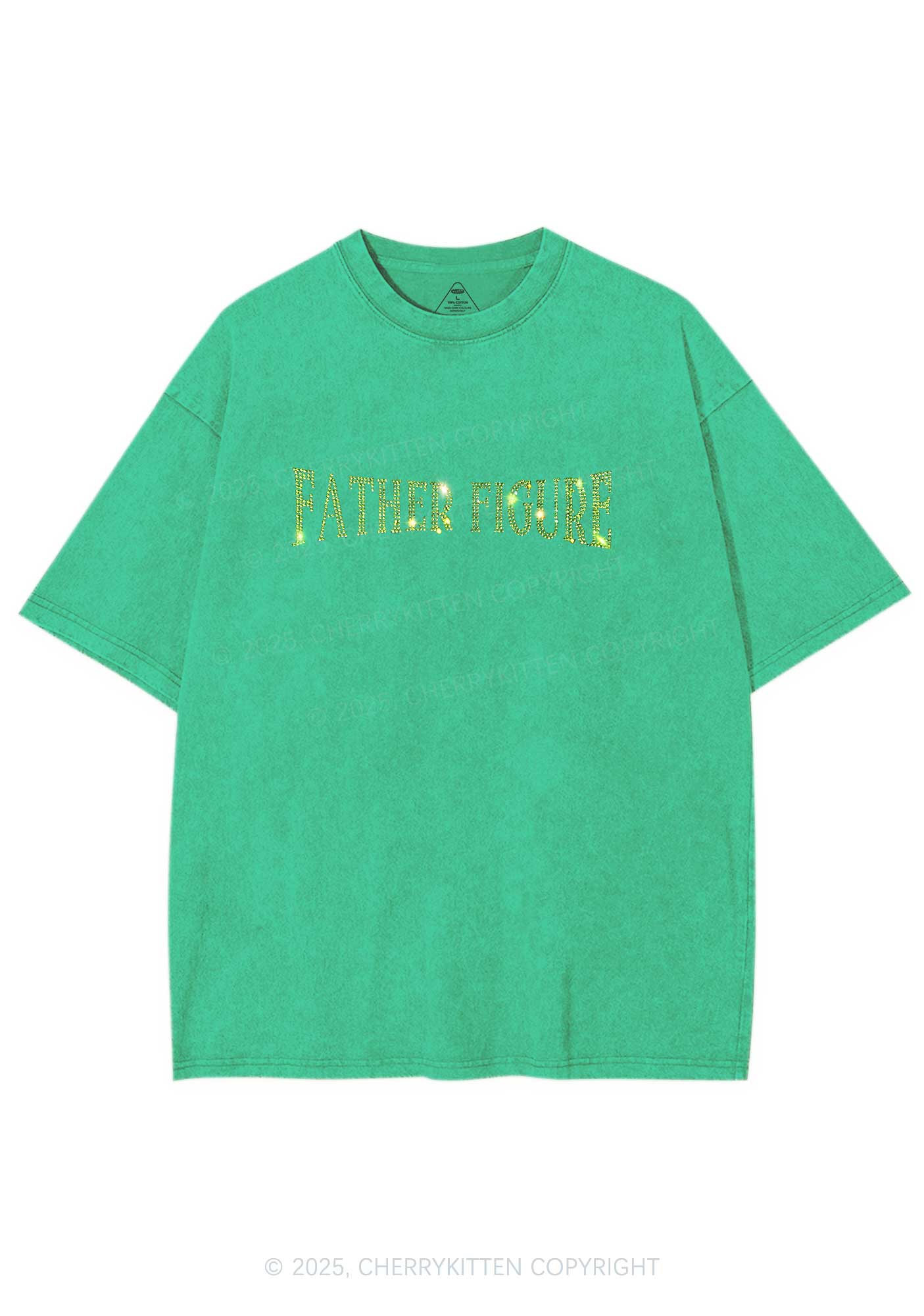 Rhinestone Father Figure Y2K Shirts Washed Tee Cherrykitten