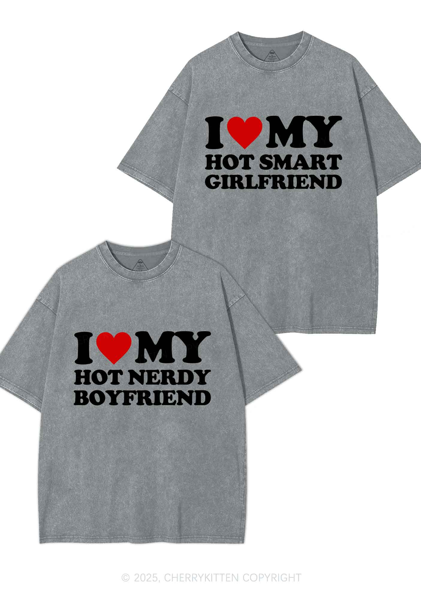 I Love My Hot Nerdy BF Y2K Valentine's Day Washed Tee Cherrykitten