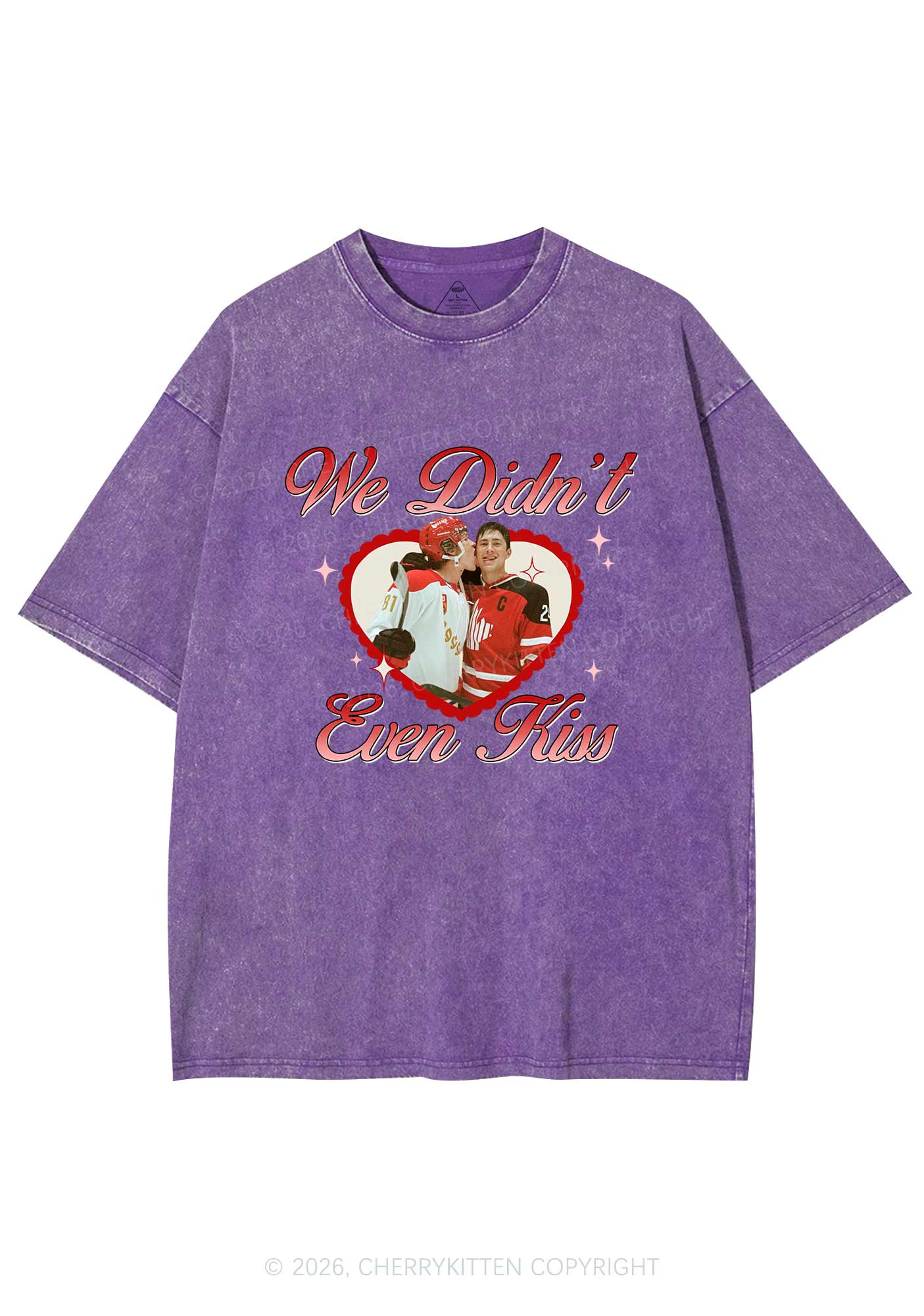 We Didnt Even Kiss HR Y2K Shirts Washed Tee Cherrykitten