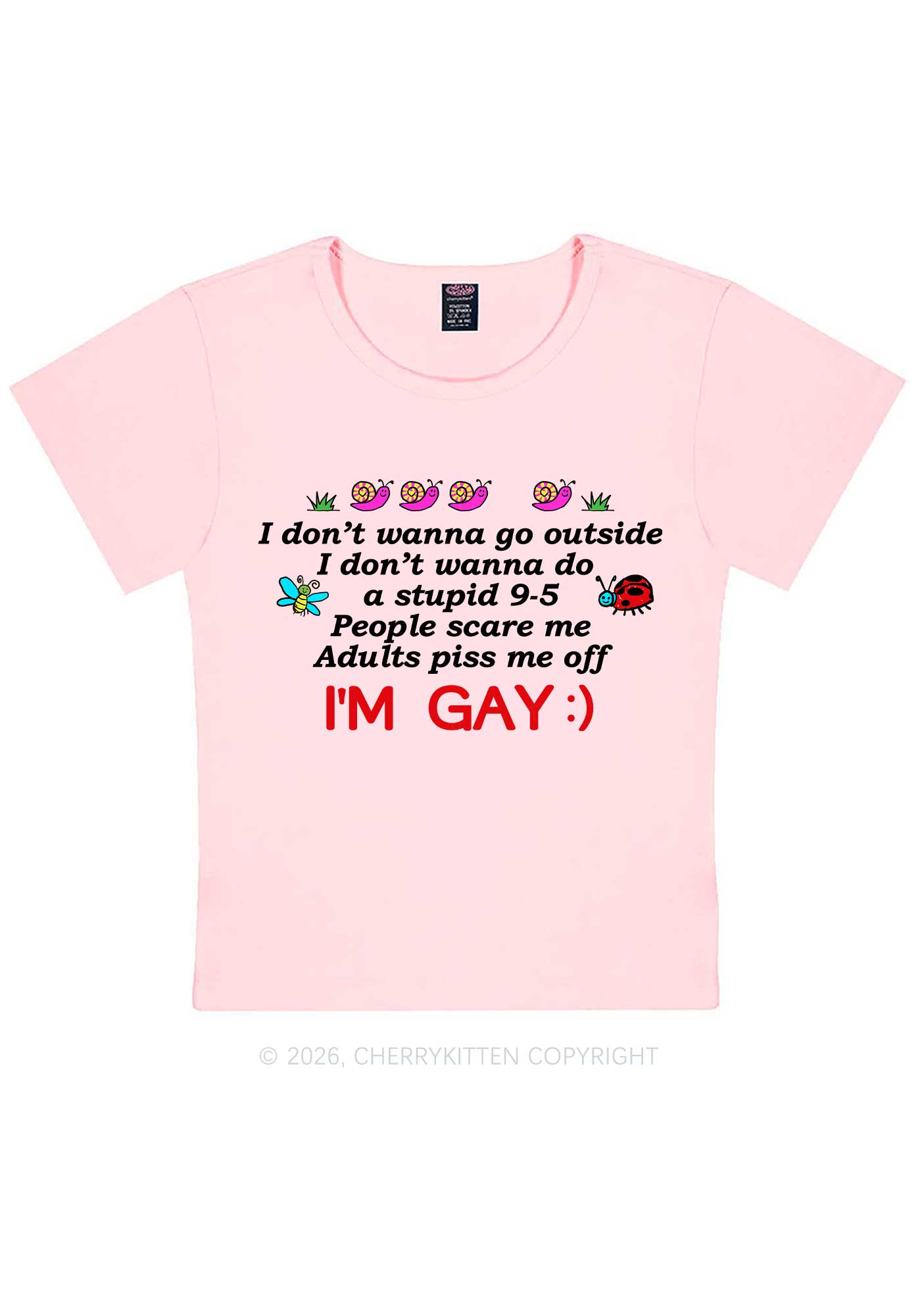 People Scare Me Im Gay Pride Y2K Baby Tee Cherrykitten