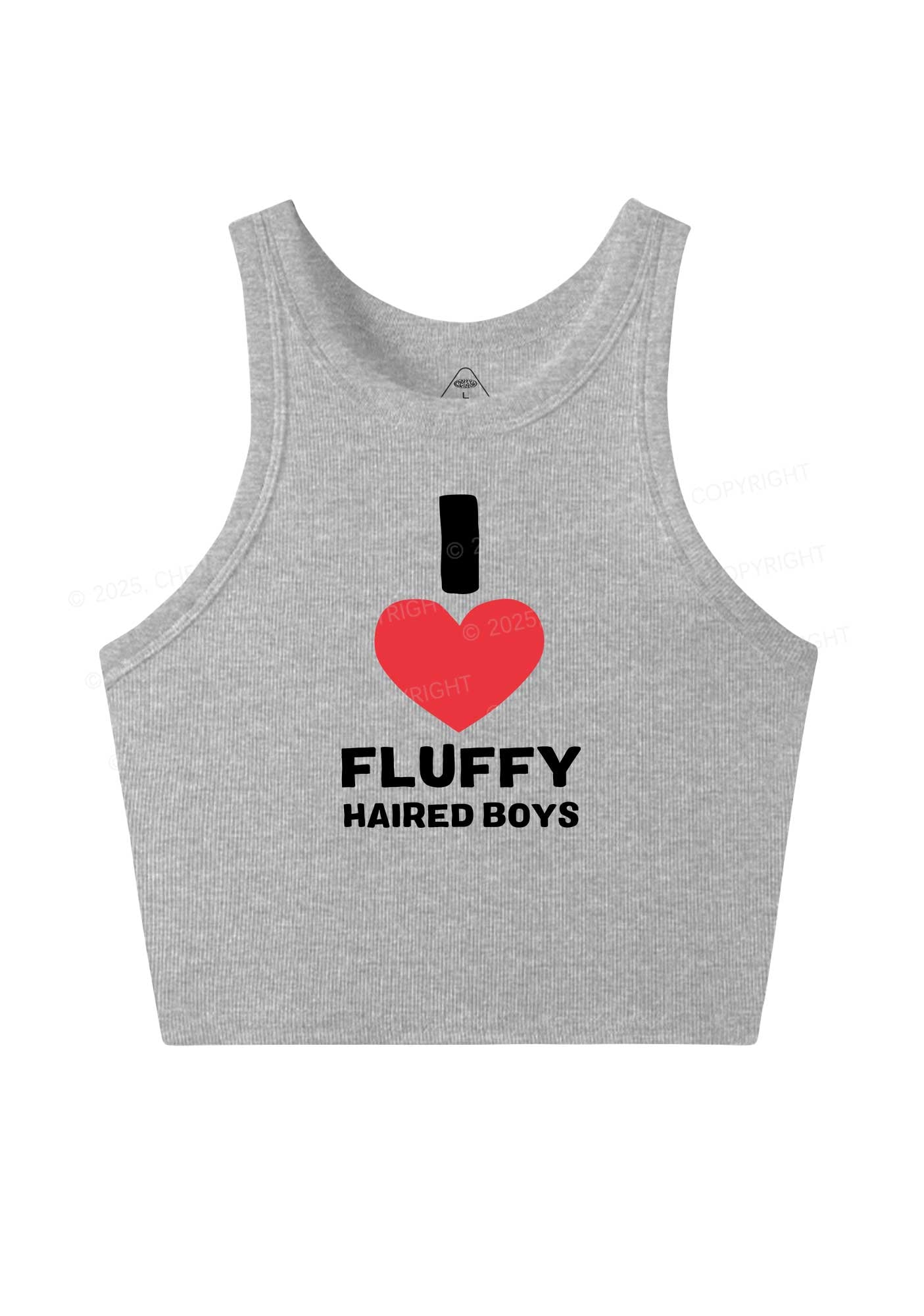 I Love Fluffy Haired Boys Y2K Crop Tank Top Cherrykitten
