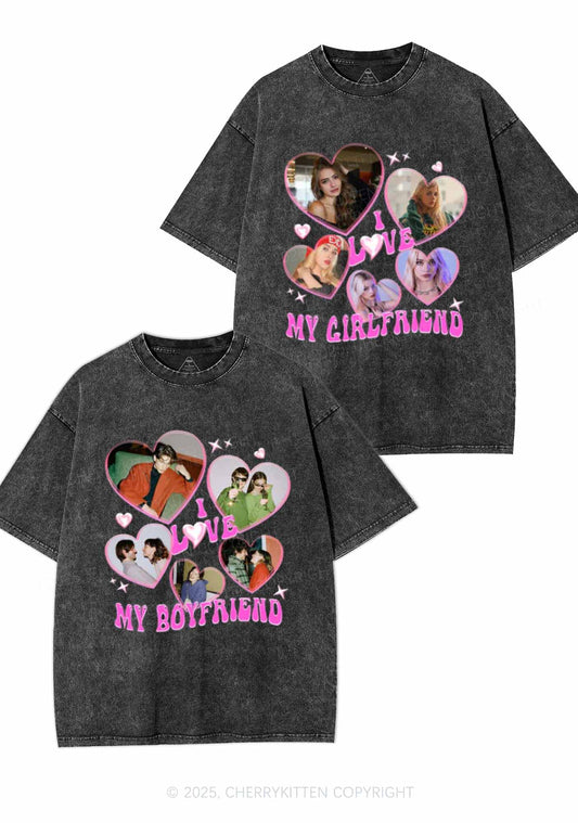 Custom My BF GF Photos Y2K Valentine's Day Washed Tee Cherrykitten