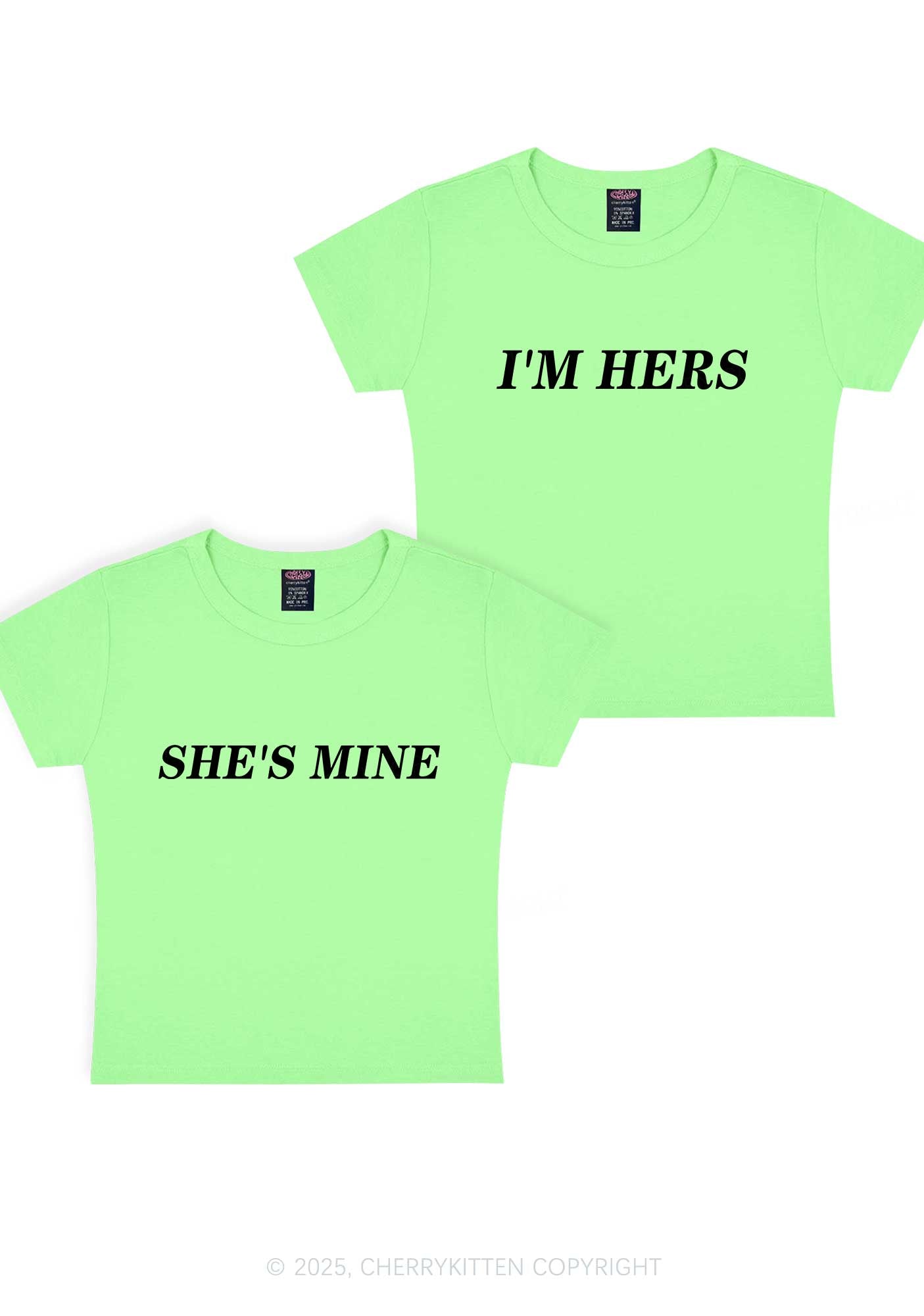 Shes Mine Im Hers Y2K Valentine's Day Baby Tee Cherrykitten