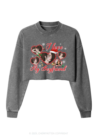 Custom Christmas I Love My GF Y2K Crop Washed Sweatshirts Cherrykitten