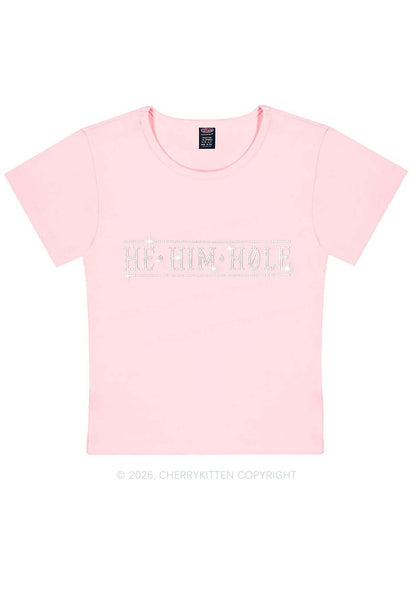 Rhinestone He Him Hole Pride Y2K Baby Tee Cherrykitten