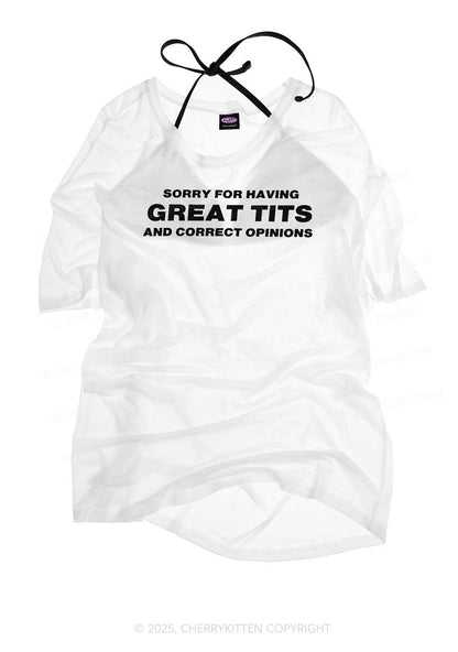 Sorry For Having Correct Opinions Y2K Sheer Boyfriend Tee Cherrykitten