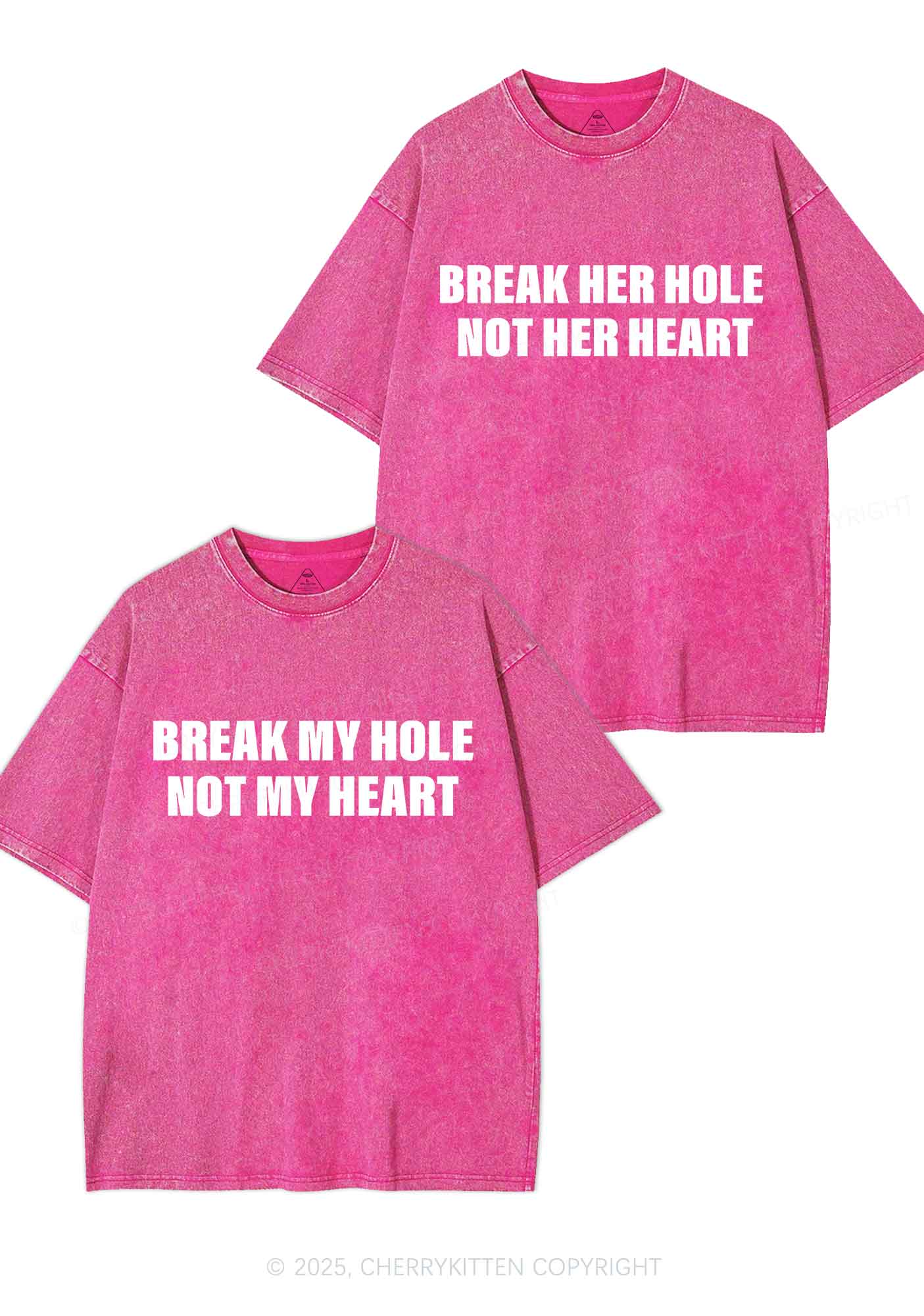 Break Hole Not Heart Y2K Valentine's Day Washed Tee Cherrykitten