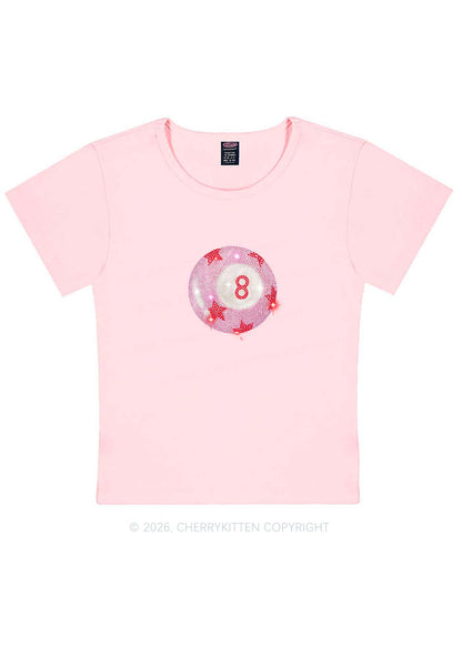 Rhinestone Pink Eight Ball Star Y2K Baby Tee Cherrykitten