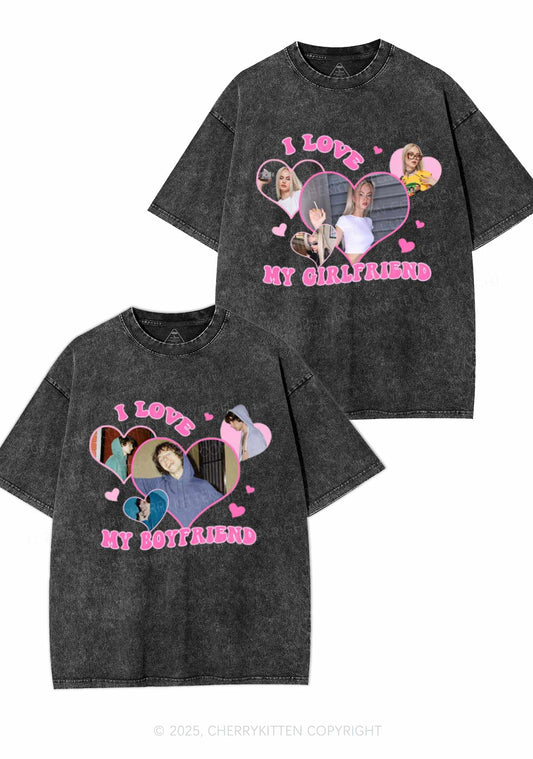Custom GF BF Photo Y2K Valentine's Day Washed Tee Cherrykitten