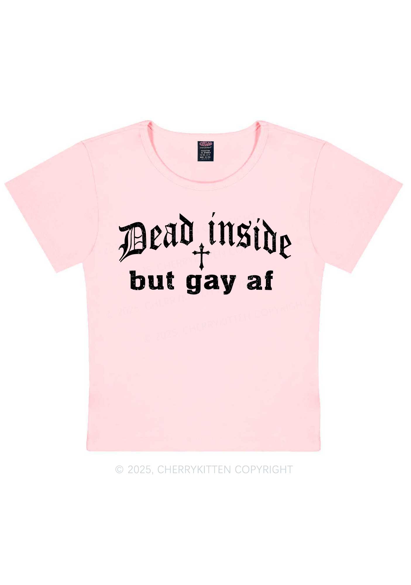 Dead Inside But Gay AF Pride Y2K Baby Tee Cherrykitten