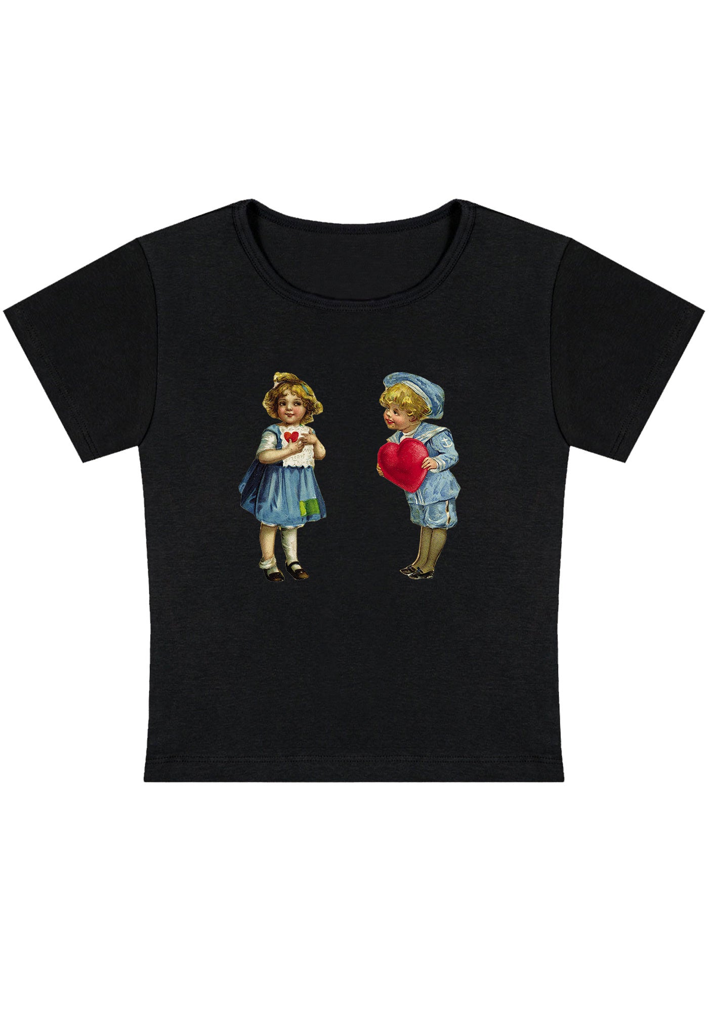 Curvy Boys Girls Red Hearts Baby Tee