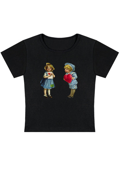 Curvy Boys Girls Red Hearts Baby Tee