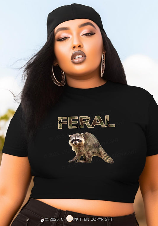 Curvy Feral Raccoon Y2K Baby Tee Cherrykitten