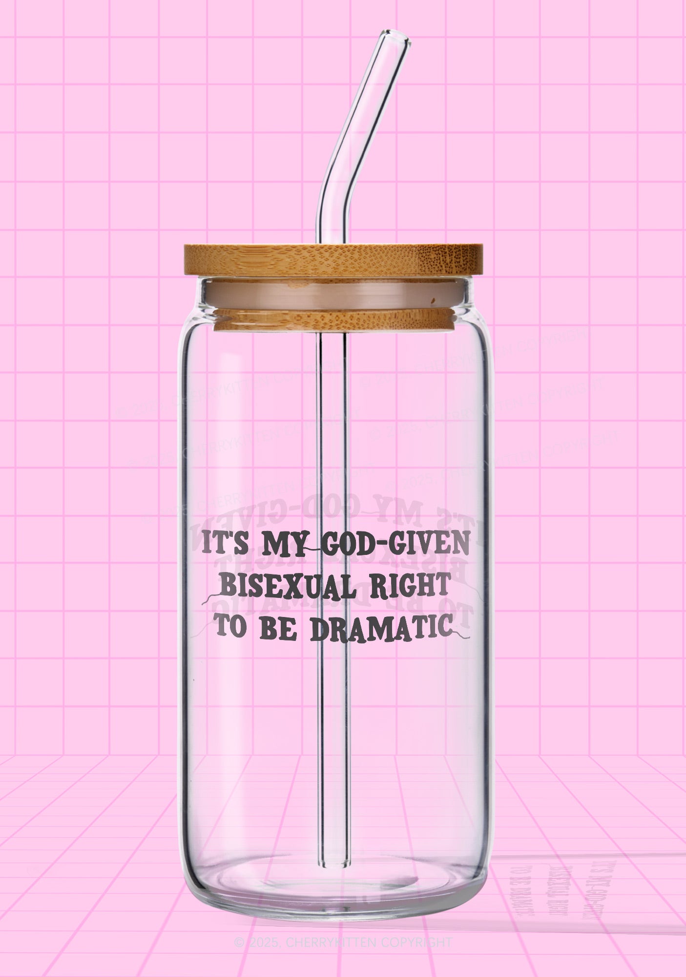 God-Given Bisexual Right Pride Y2K Printed Glass Cup Cherrykitten