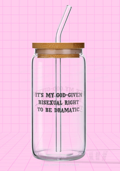 God-Given Bisexual Right Pride Y2K Printed Glass Cup Cherrykitten