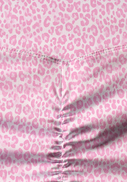 Pink Leopard Y2K Print Gym Shorts Cherrykitten