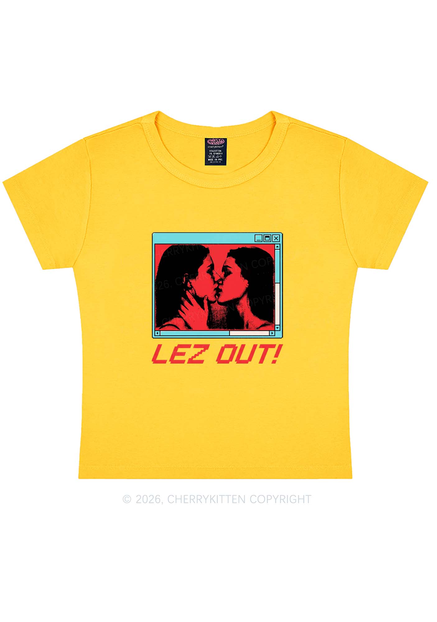 Lez Out Pride Y2K Baby Tee Cherrykitten
