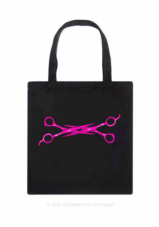 Pink Scissor Pride Y2K Canvas Tote Bag Cherrykitten