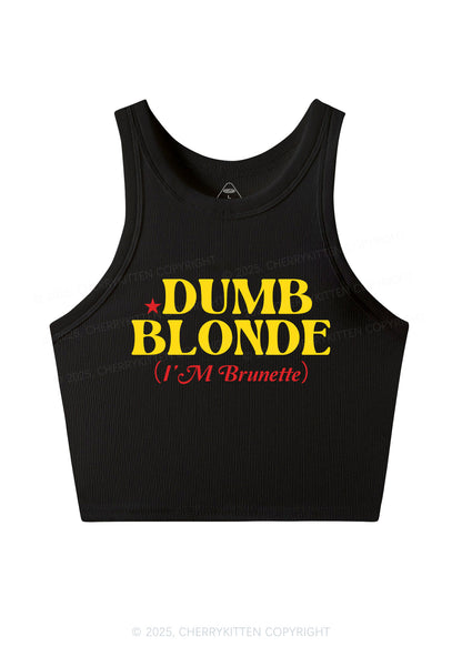 Dumb Blonde Brunette Y2K Crop Tank Top Cherrykitten