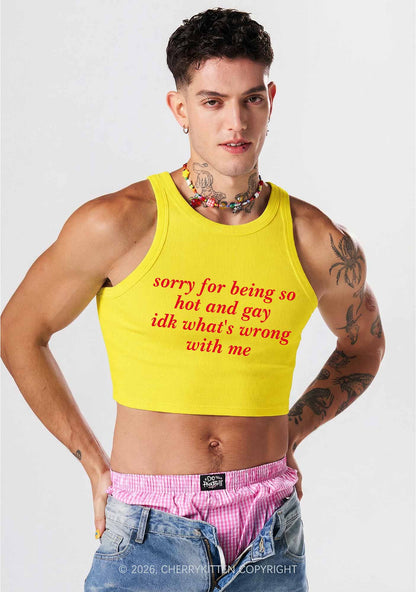 Sorry For Being Gay Pride Y2K Crop Tank Top Cherrykitten
