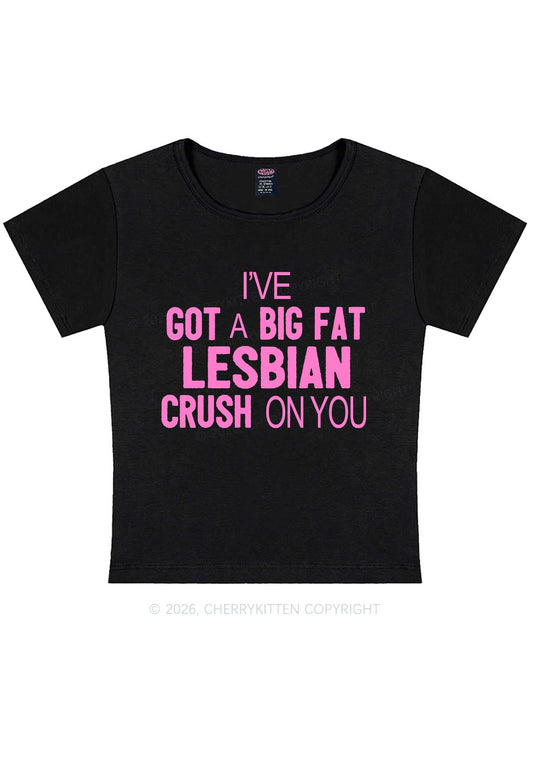 Big Fat Lesbian Crush Pride Y2K Baby Tee Cherrykitten