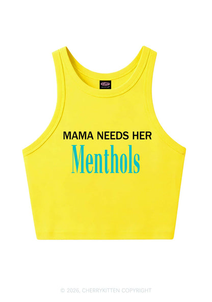 Mama Needs Her Menthols Y2K Crop Tank Top Cherrykitten