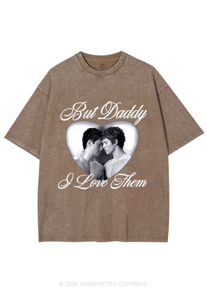 Retro But Daddy I Love Them HR Y2K Shirts Washed Tee Cherrykitten