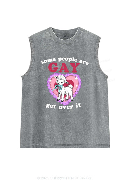 Some People Are Gay Pride Y2K Washed Muscle Tank Cherrykitten