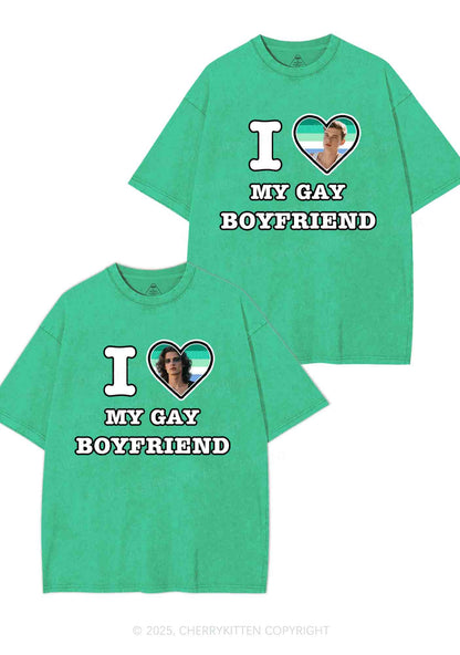 Custom My Gay BF Pride Y2K Valentine's Day Washed Tee Cherrykitten