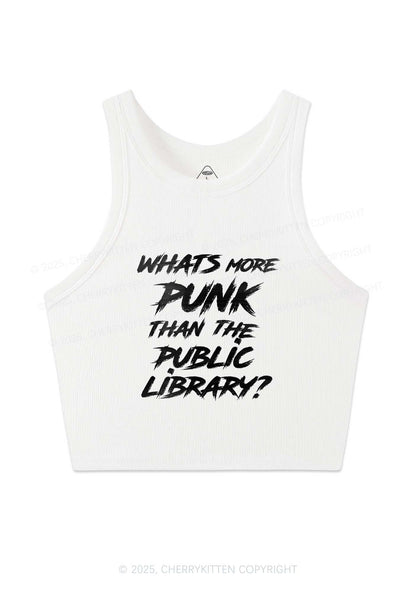 Punk Than Public Library Y2K Crop Tank Top Cherrykitten