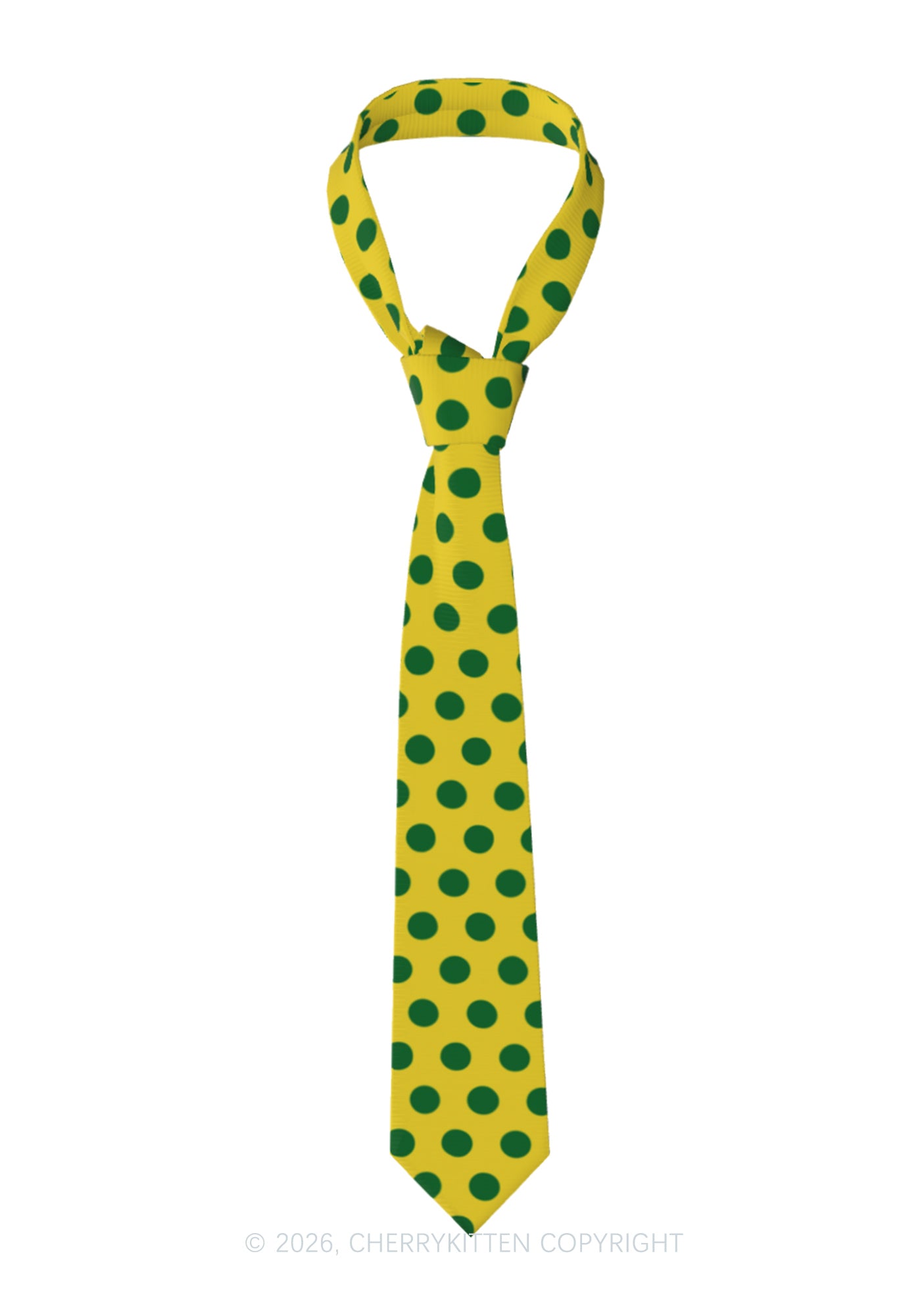 Green Dots On Yellow Y2K Necktie Cherrykitten