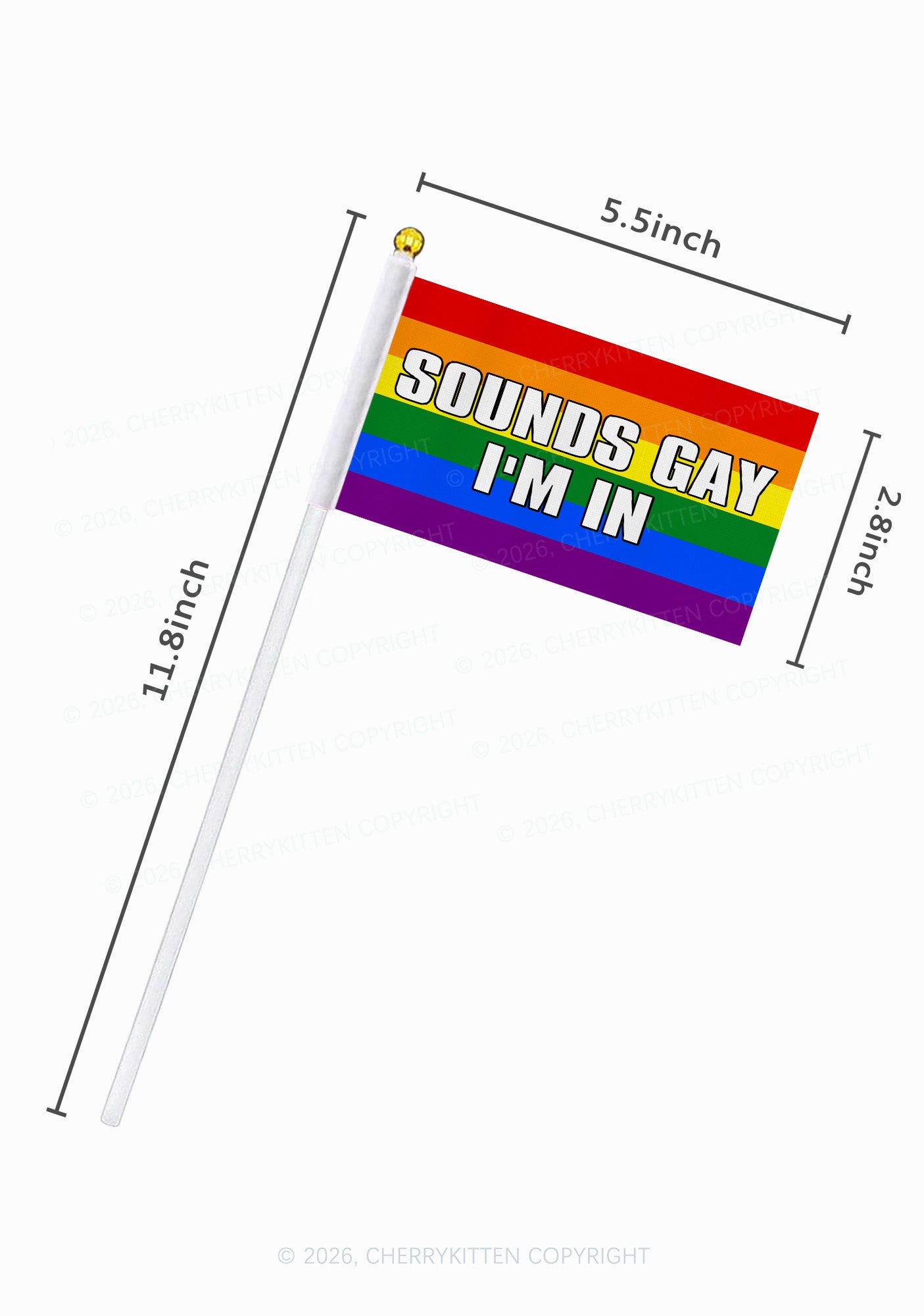 Sounds Gay Im In Pride Y2K Hand Flags Cherrykitten