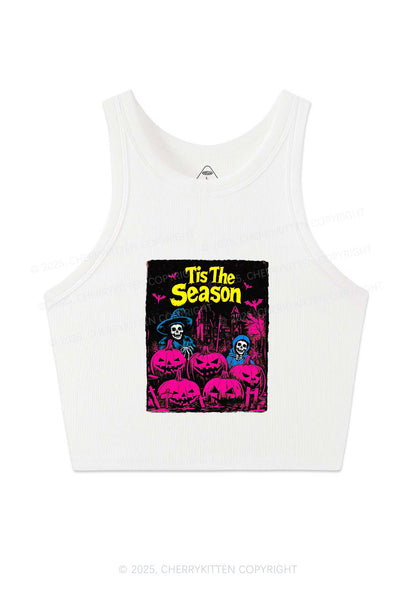 Halloween Tis The Season Skull Y2K Crop Tank Top Cherrykitten