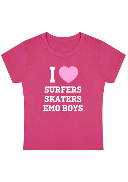 Curvy I Love Surfers Skaters Emo Boys Baby Tee