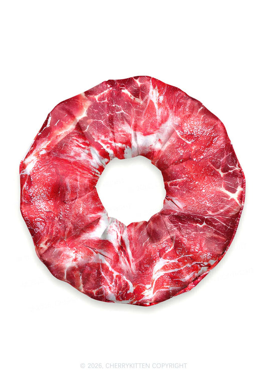 Beef Steak Texture Y2K Hair Scrunchie Cherrykitten