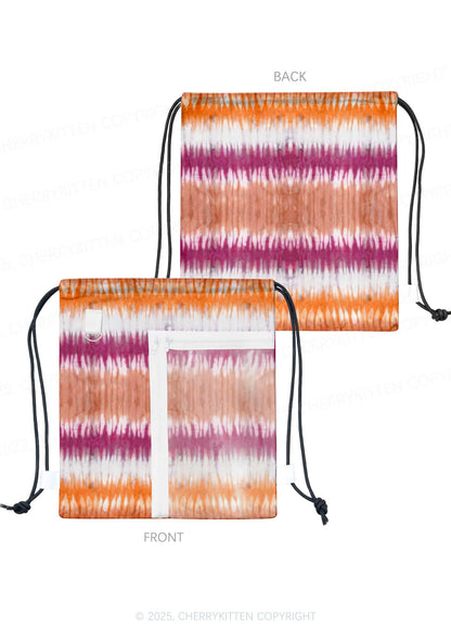 Lesbian Tie Dye Pride Y2K Drawstring Itabag Backpack Cherrykitten